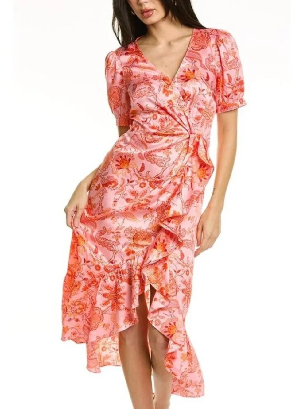 Cinq a Sept Kay Faux Wrap Dress in English Rose Size 12